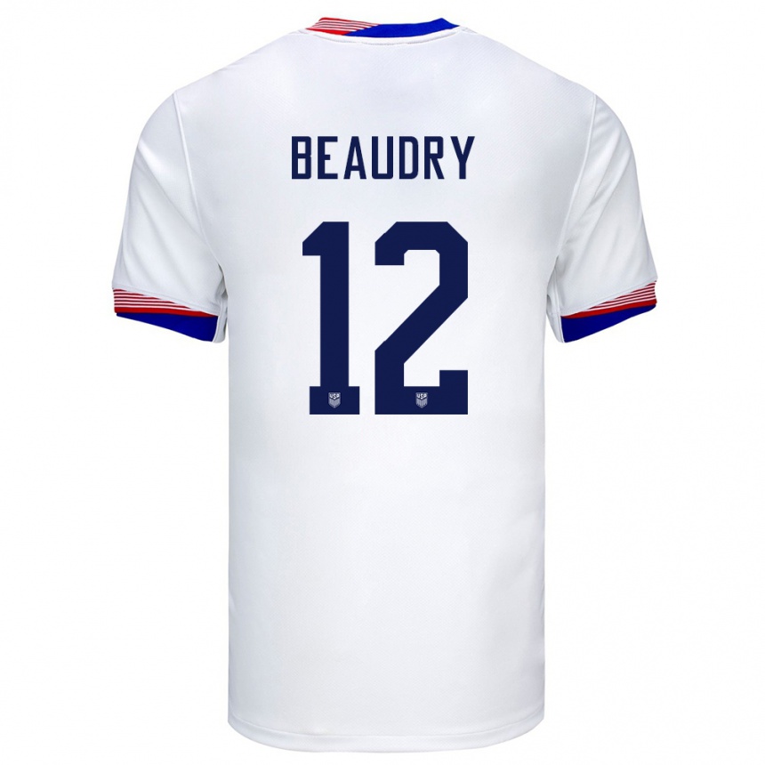 Men Football United States Adam Beaudry #12 White Home Jersey 24-26 T-Shirt