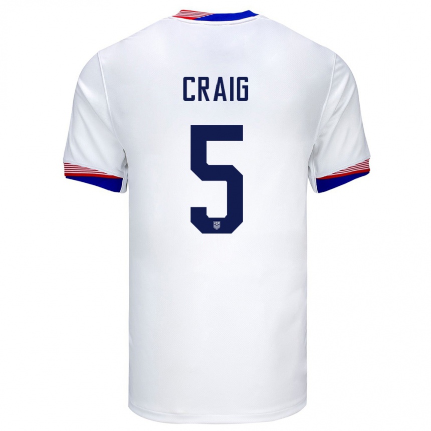 Men Football United States Brandan Craig #5 White Home Jersey 24-26 T-Shirt