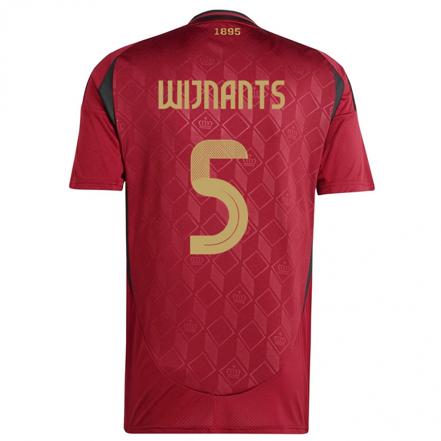 Men Football Belgium Sarah Wijnants #5 Burgundy Home Jersey 24-26 T-Shirt