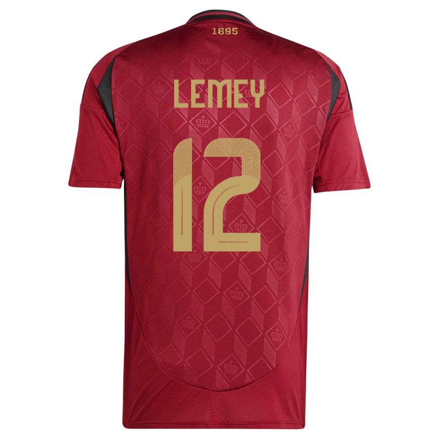 Men Football Belgium Diede Lemey #12 Burgundy Home Jersey 24-26 T-Shirt