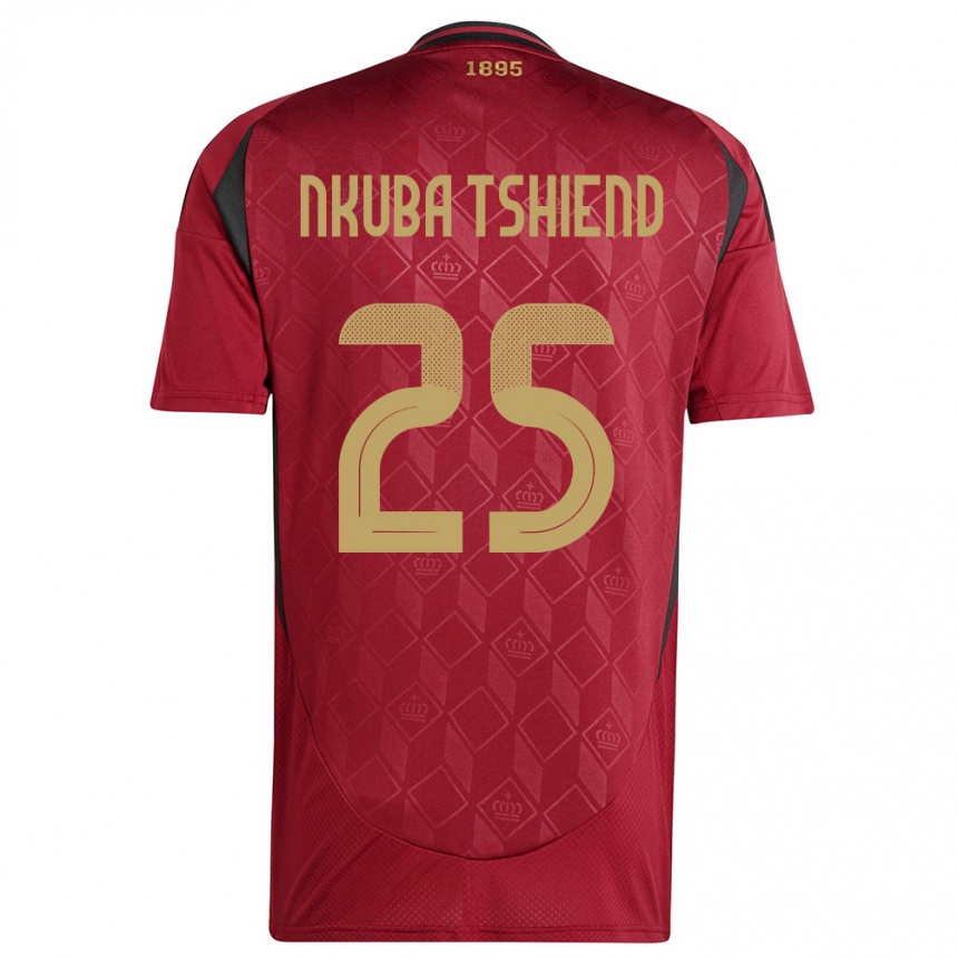 Men Football Belgium Ken Nkuba Tshiend #25 Burgundy Home Jersey 24-26 T-Shirt