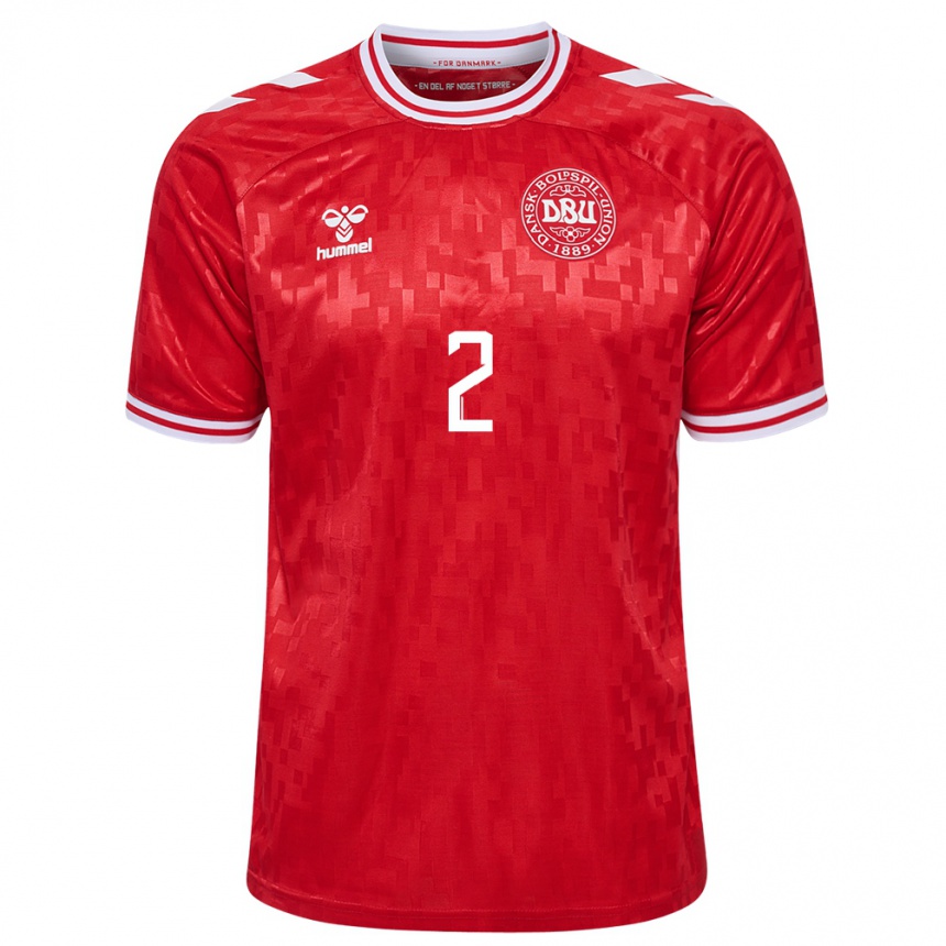 Men Football Denmark Oliver Svendsen #2 Red Home Jersey 24-26 T-Shirt