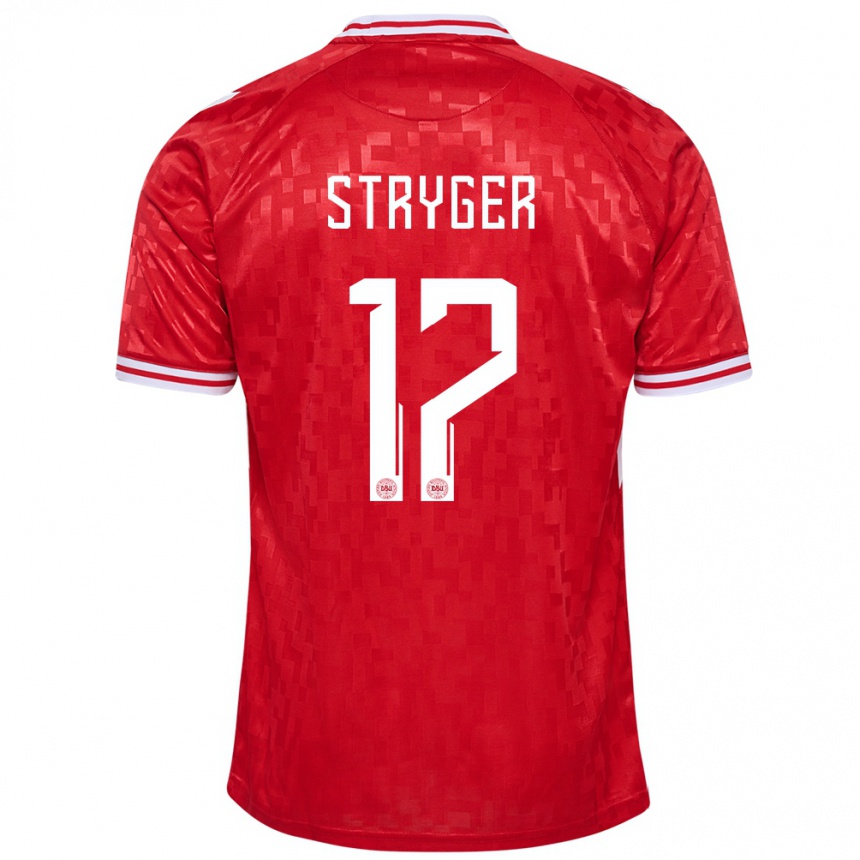 Men Football Denmark Jens Stryger Larsen #17 Red Home Jersey 24-26 T-Shirt