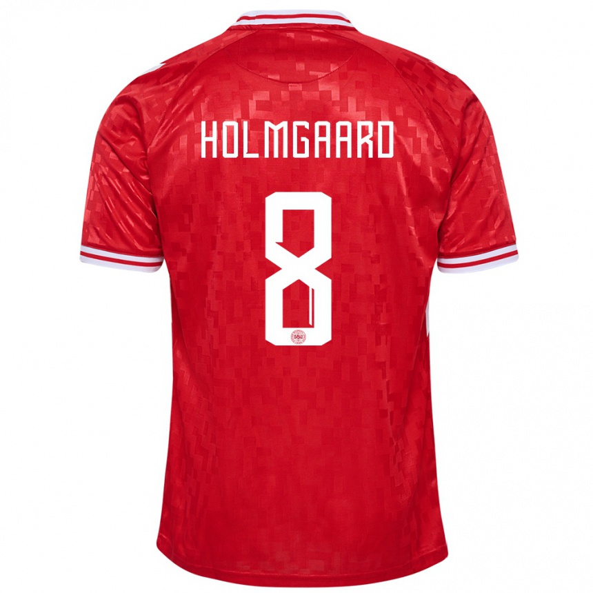 Men Football Denmark Sara Holmgaard #8 Red Home Jersey 24-26 T-Shirt