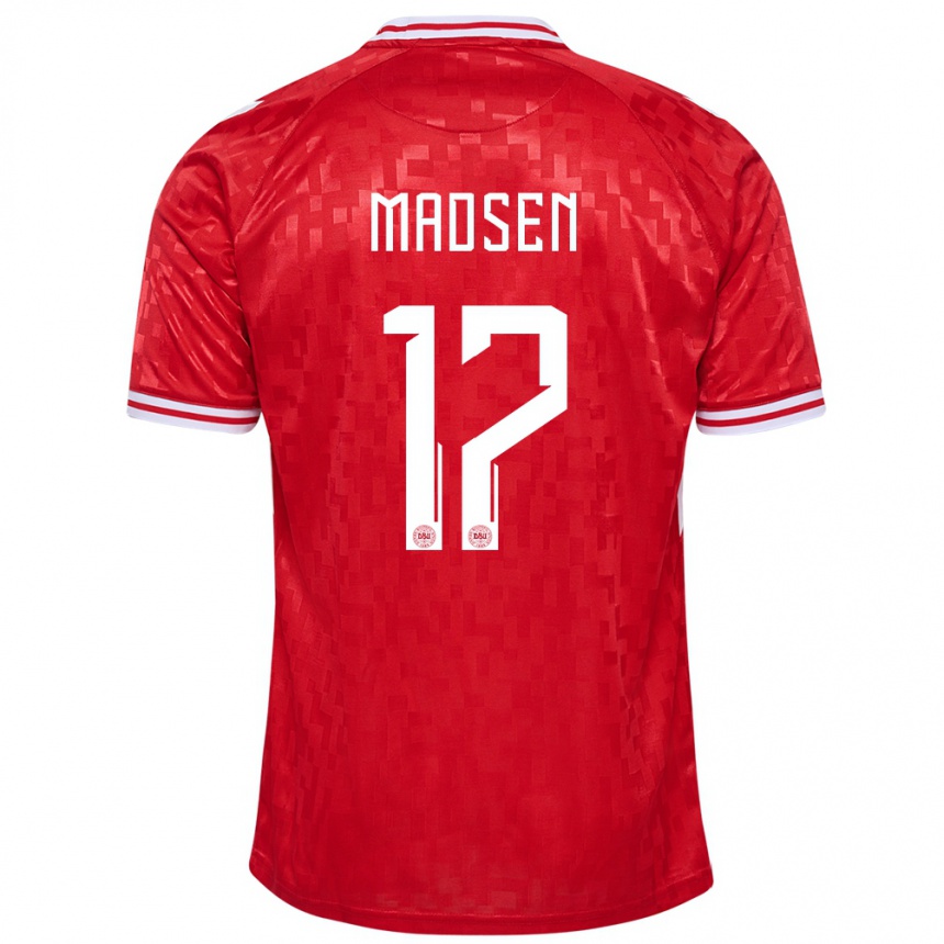 Men Football Denmark Nicolas Madsen #17 Red Home Jersey 24-26 T-Shirt