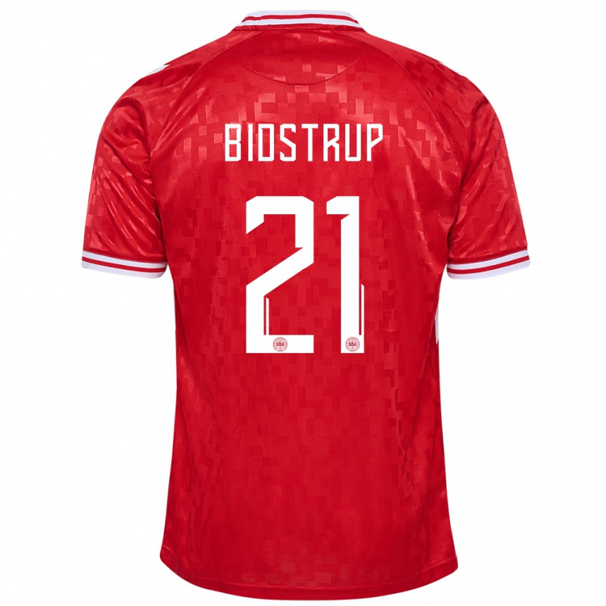 Men Football Denmark Mads Bidstrup #21 Red Home Jersey 24-26 T-Shirt