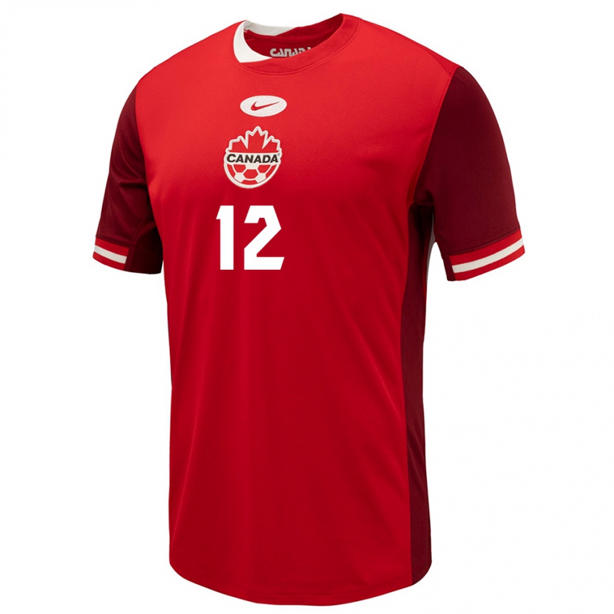 Men Football Canada Ike Ugbo #12 Red Home Jersey 24-26 T-Shirt