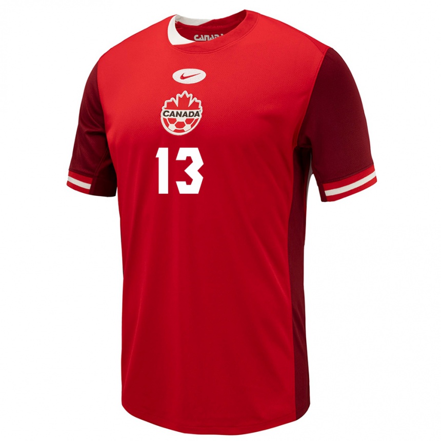 Men Football Canada Jayson Leutwiler #13 Red Home Jersey 24-26 T-Shirt