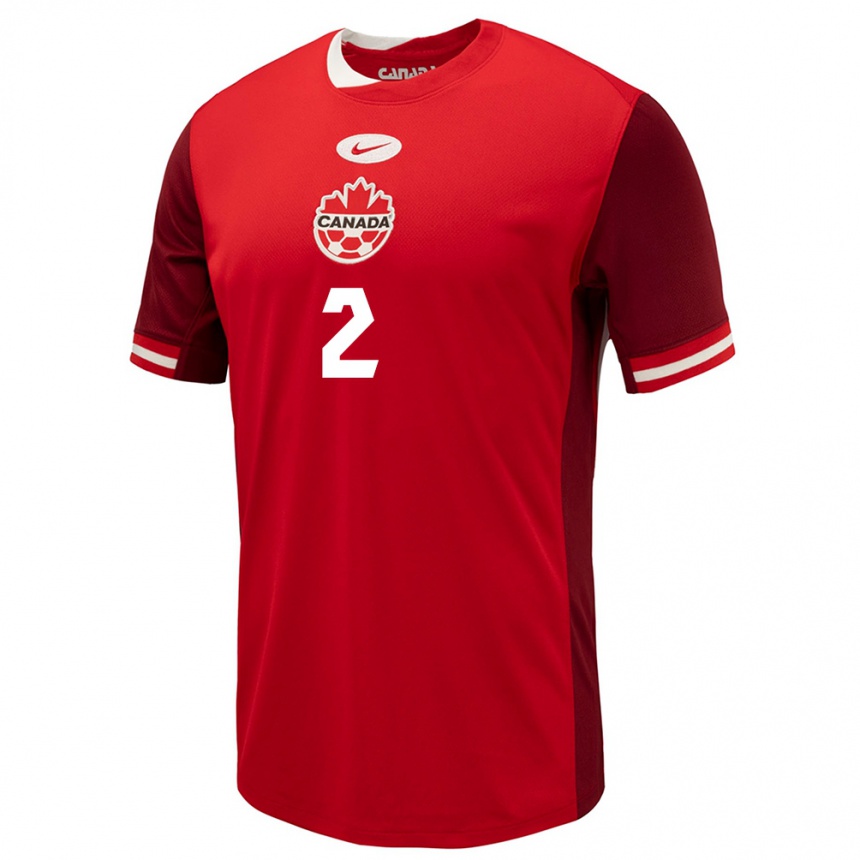 Men Football Canada Sydney Collins #2 Red Home Jersey 24-26 T-Shirt