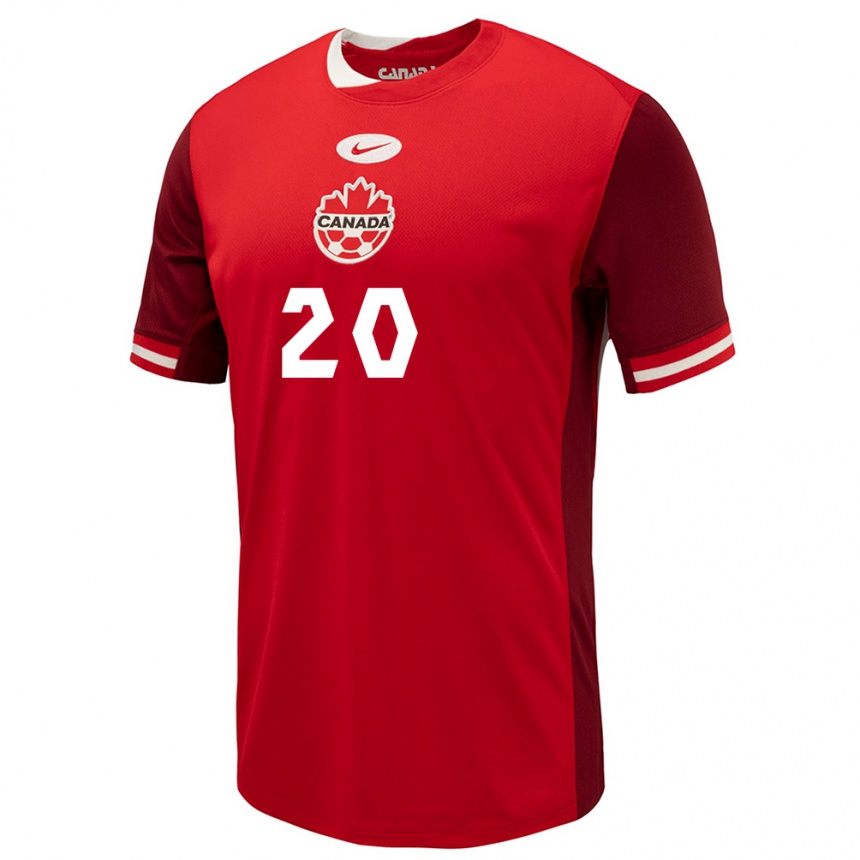 Men Football Canada Ali Ahmed #20 Red Home Jersey 24-26 T-Shirt