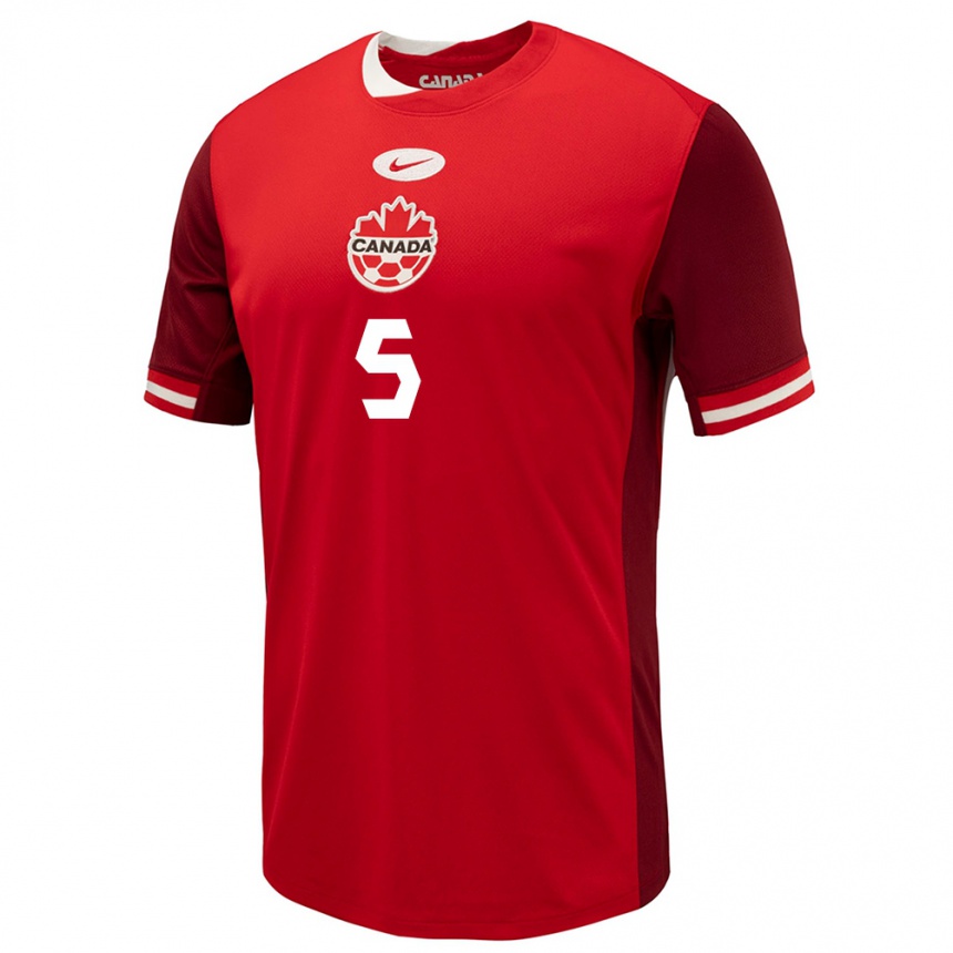 Men Football Canada Quinn #5 Red Home Jersey 24-26 T-Shirt