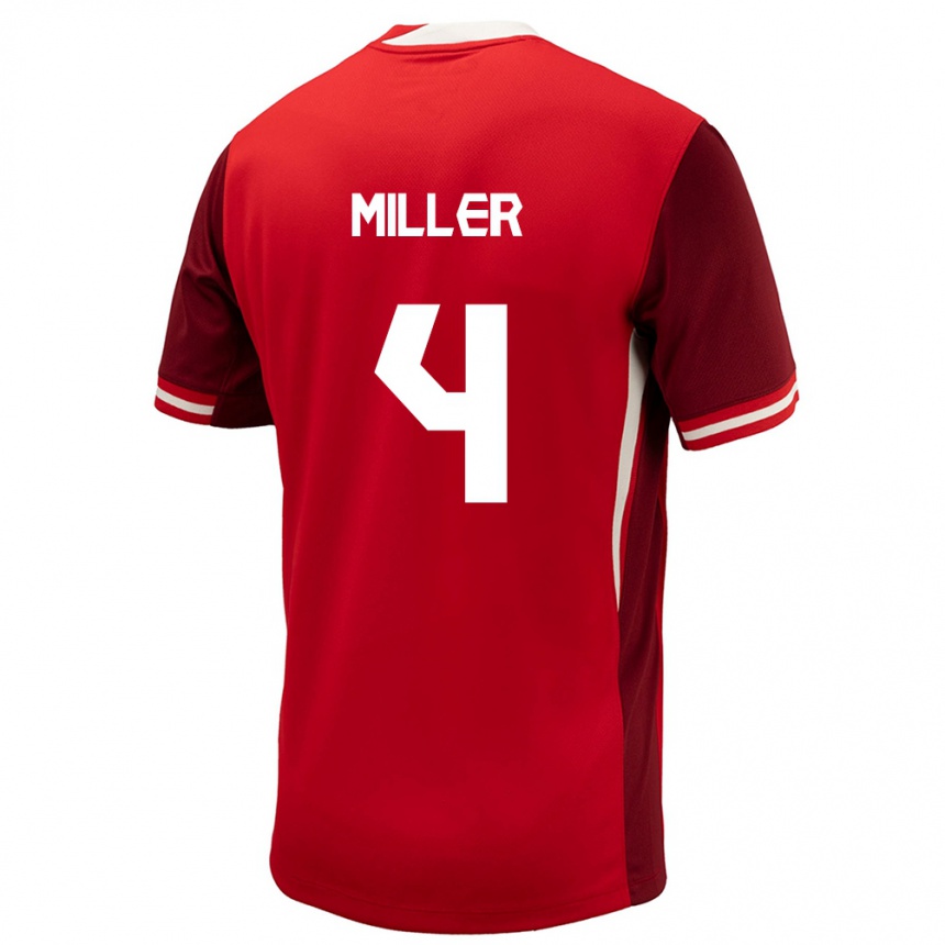 Men Football Canada Kamal Miller #4 Red Home Jersey 24-26 T-Shirt