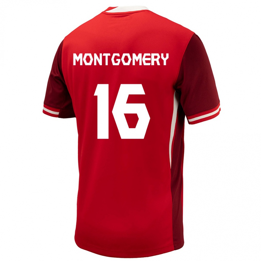 Men Football Canada Callum Montgomery #16 Red Home Jersey 24-26 T-Shirt