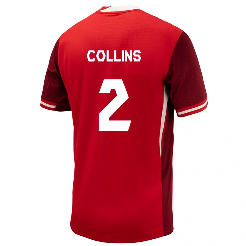 Men Football Canada Sydney Collins #2 Red Home Jersey 24-26 T-Shirt