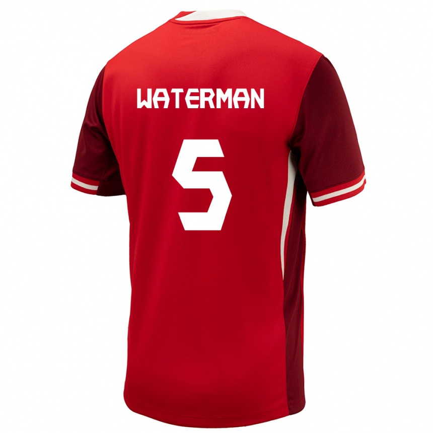 Men Football Canada Joel Waterman #5 Red Home Jersey 24-26 T-Shirt