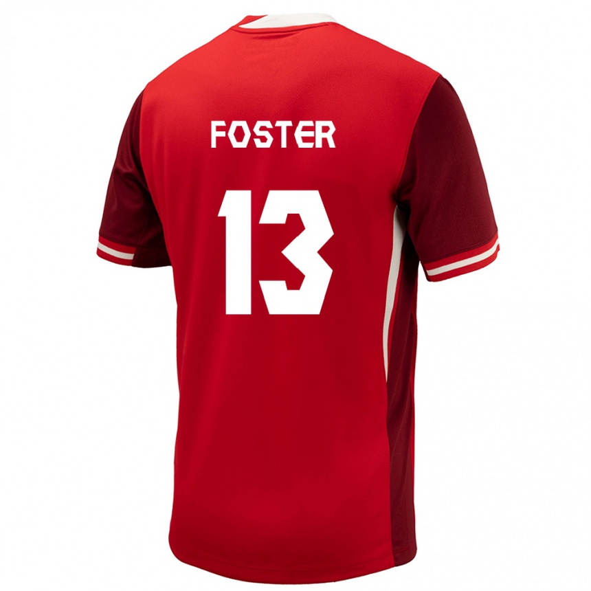 Men Football Canada Rylee Foster #13 Red Home Jersey 24-26 T-Shirt