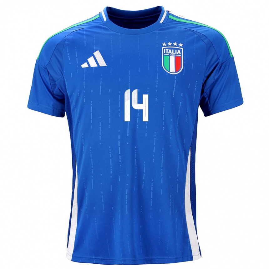 Men Football Italy Federico Chiesa #14 Blue Home Jersey 24-26 T-Shirt