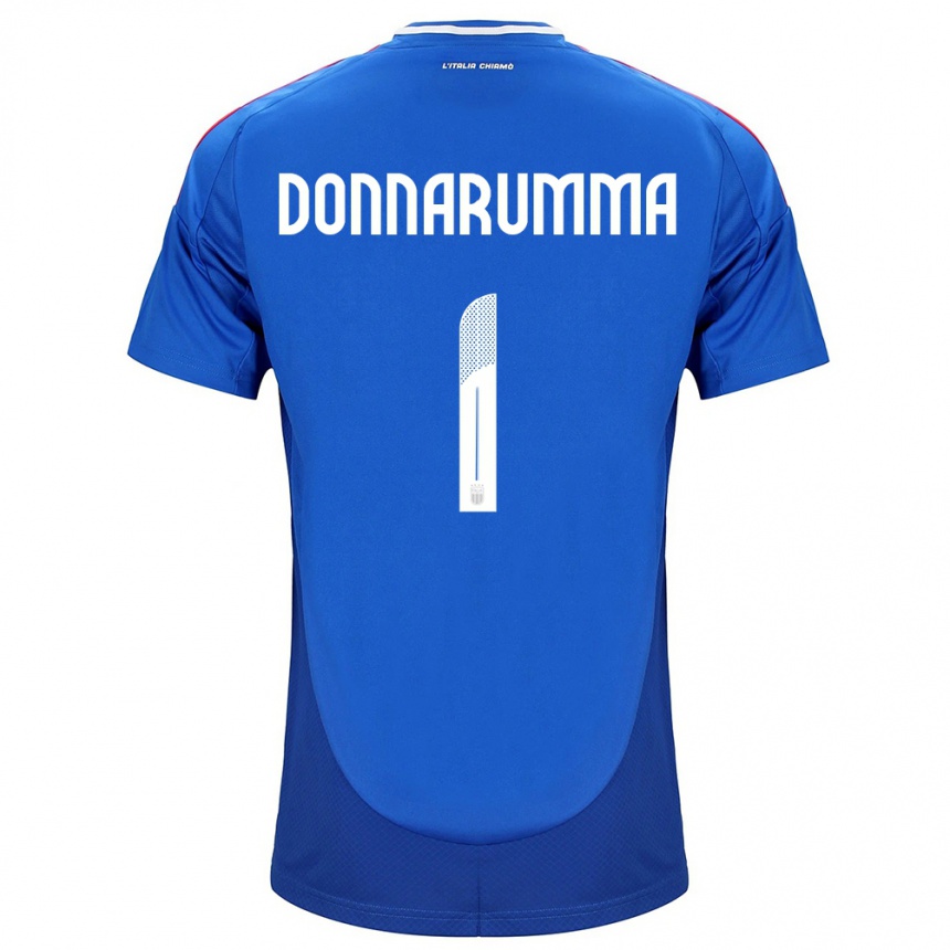 Men Football Italy Gianluigi Donnarumma #1 Blue Home Jersey 24-26 T-Shirt