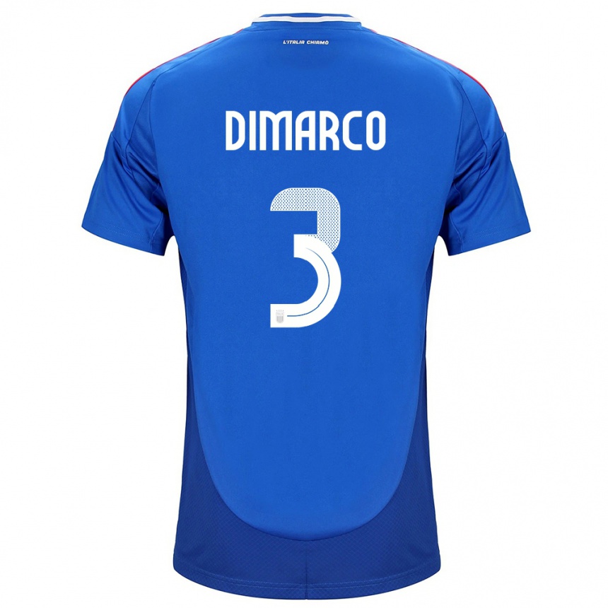 Men Football Italy Federico Dimarco #3 Blue Home Jersey 24-26 T-Shirt