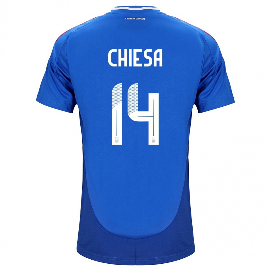 Men Football Italy Federico Chiesa #14 Blue Home Jersey 24-26 T-Shirt