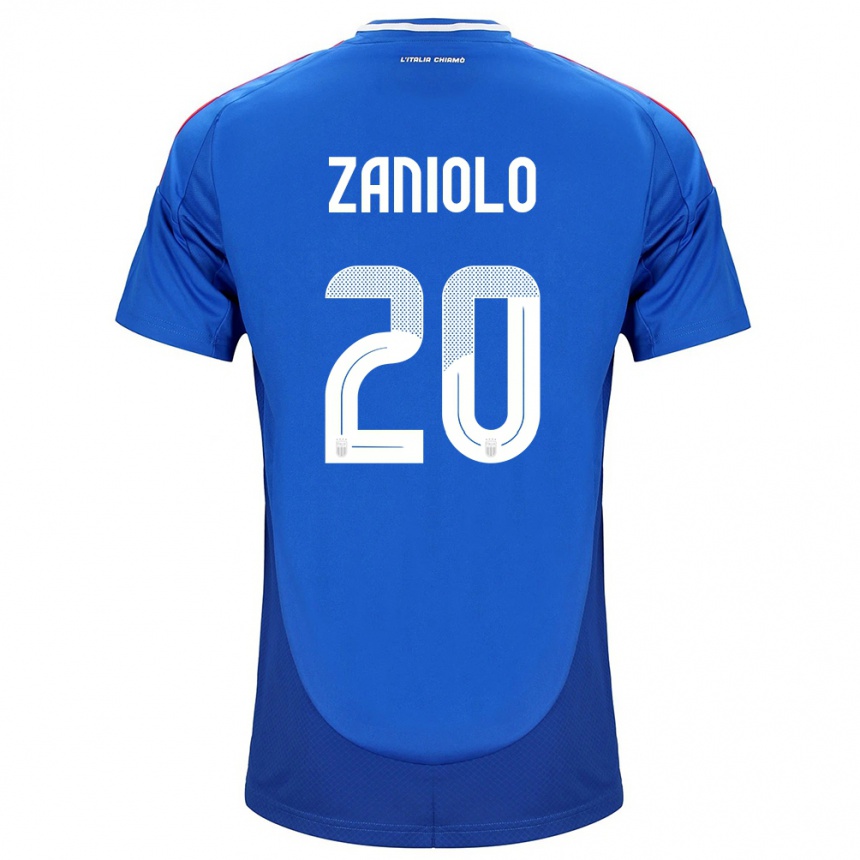 Men Football Italy Nicolò Zaniolo #20 Blue Home Jersey 24-26 T-Shirt