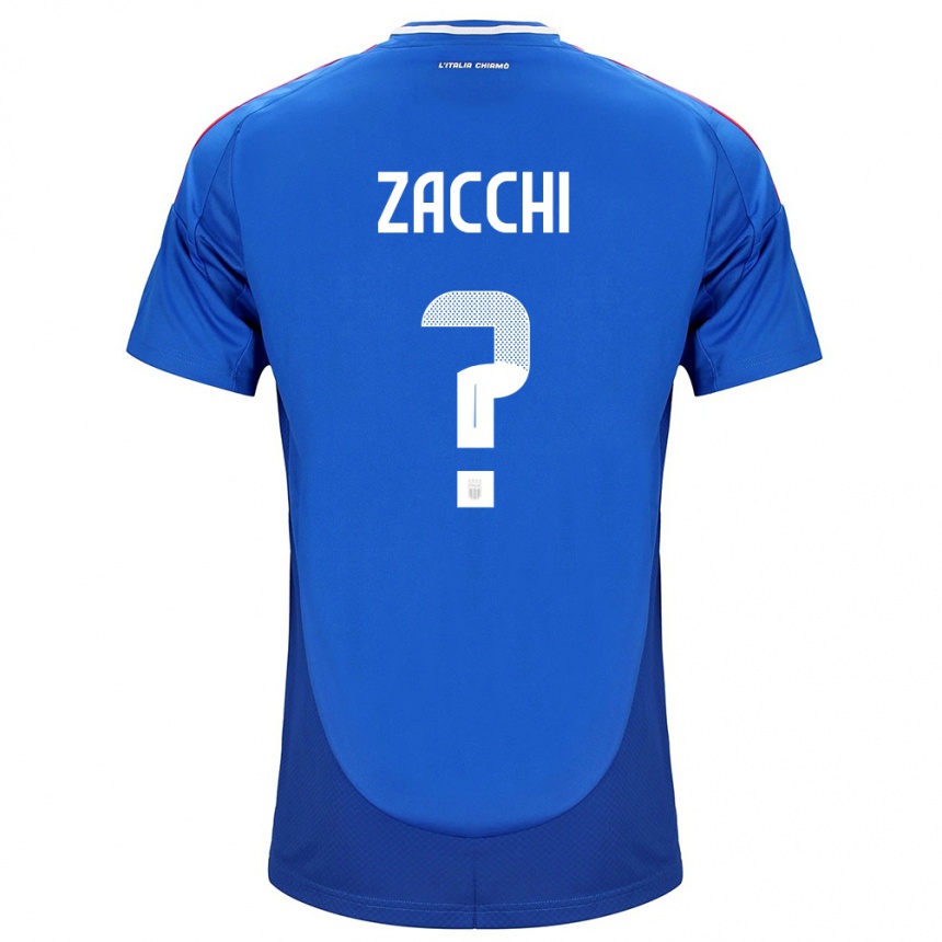 Men Football Italy Gioele Zacchi #0 Blue Home Jersey 24-26 T-Shirt