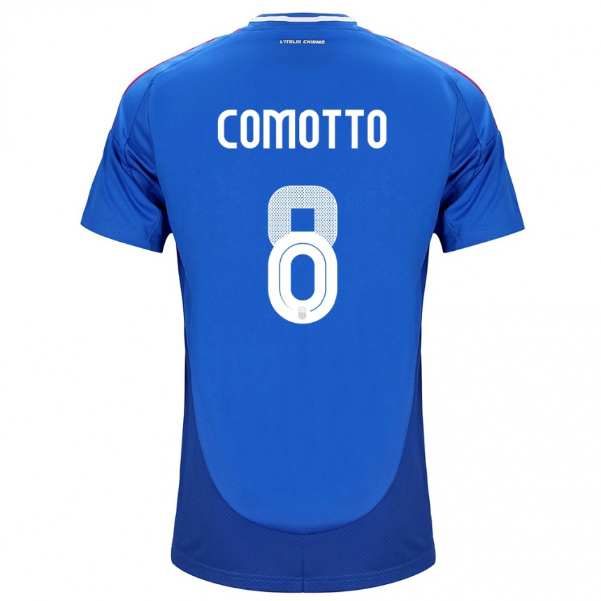 Men Football Italy Christian Comotto #8 Blue Home Jersey 24-26 T-Shirt