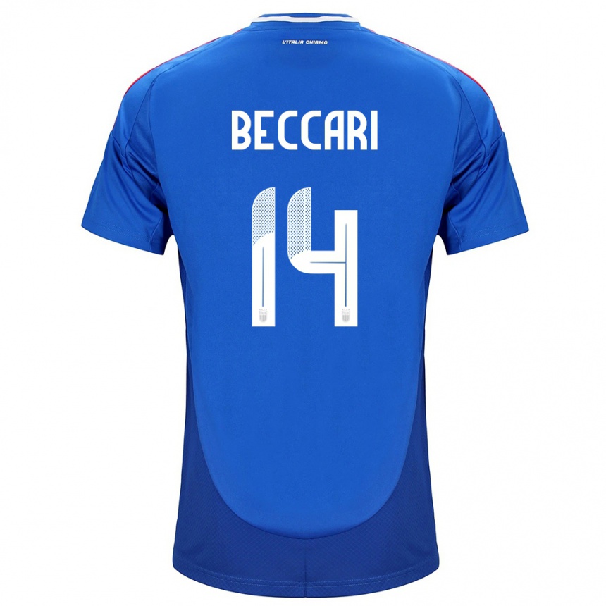 Men Football Italy Chiara Beccari #14 Blue Home Jersey 24-26 T-Shirt