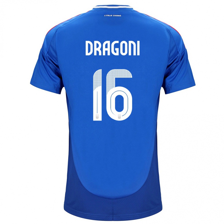 Men Football Italy Giulia Dragoni #16 Blue Home Jersey 24-26 T-Shirt