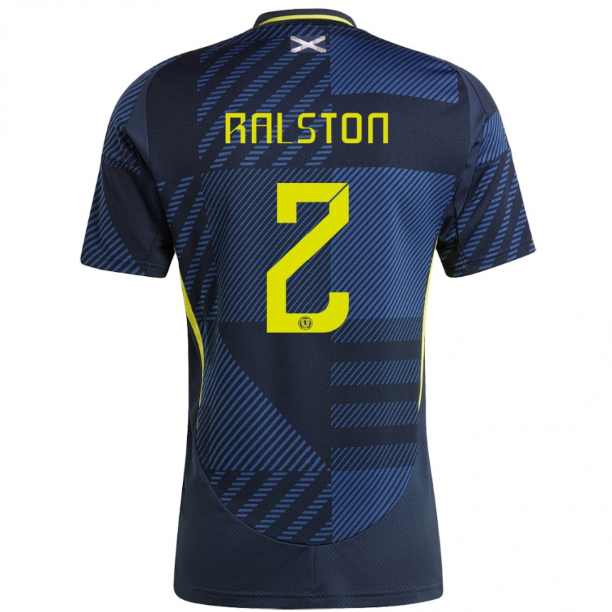 Men Football Scotland Anthony Ralston #2 Dark Blue Home Jersey 24-26 T-Shirt