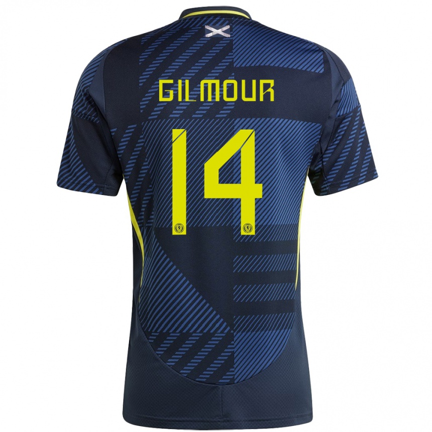 Men Football Scotland Billy Gilmour #14 Dark Blue Home Jersey 24-26 T-Shirt