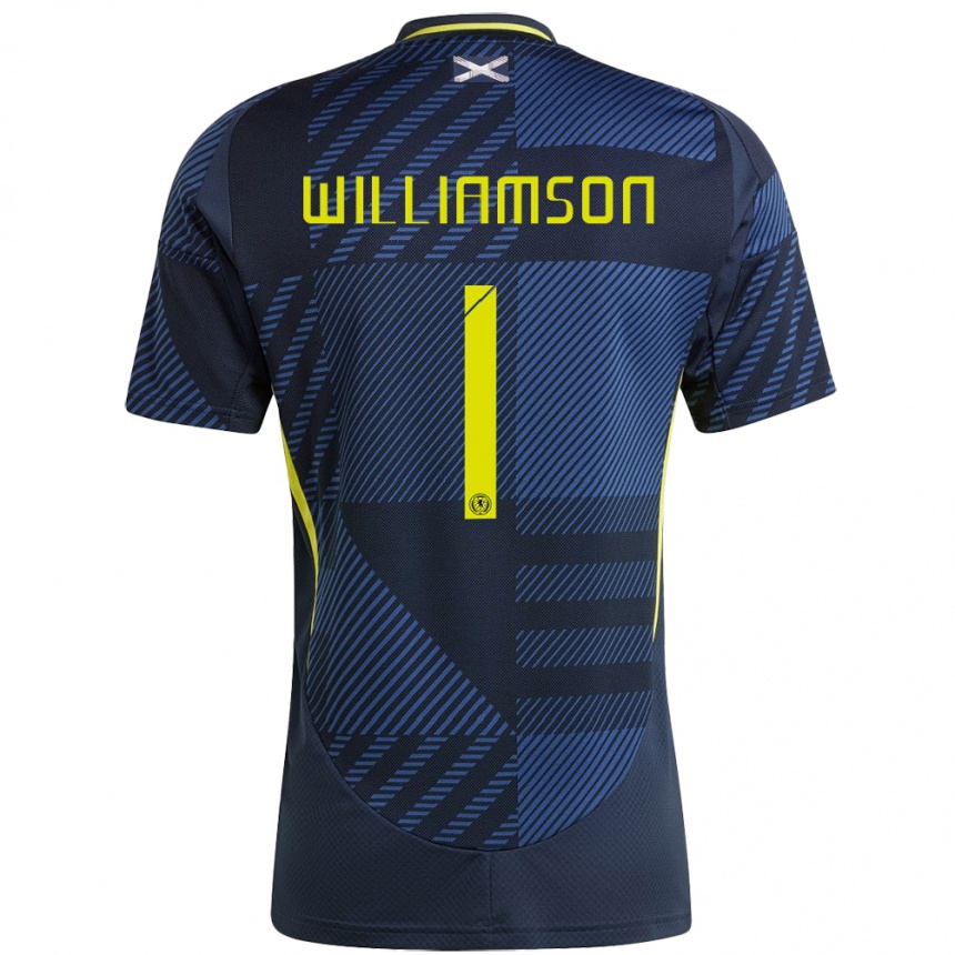 Men Football Scotland Woody Williamson #1 Dark Blue Home Jersey 24-26 T-Shirt