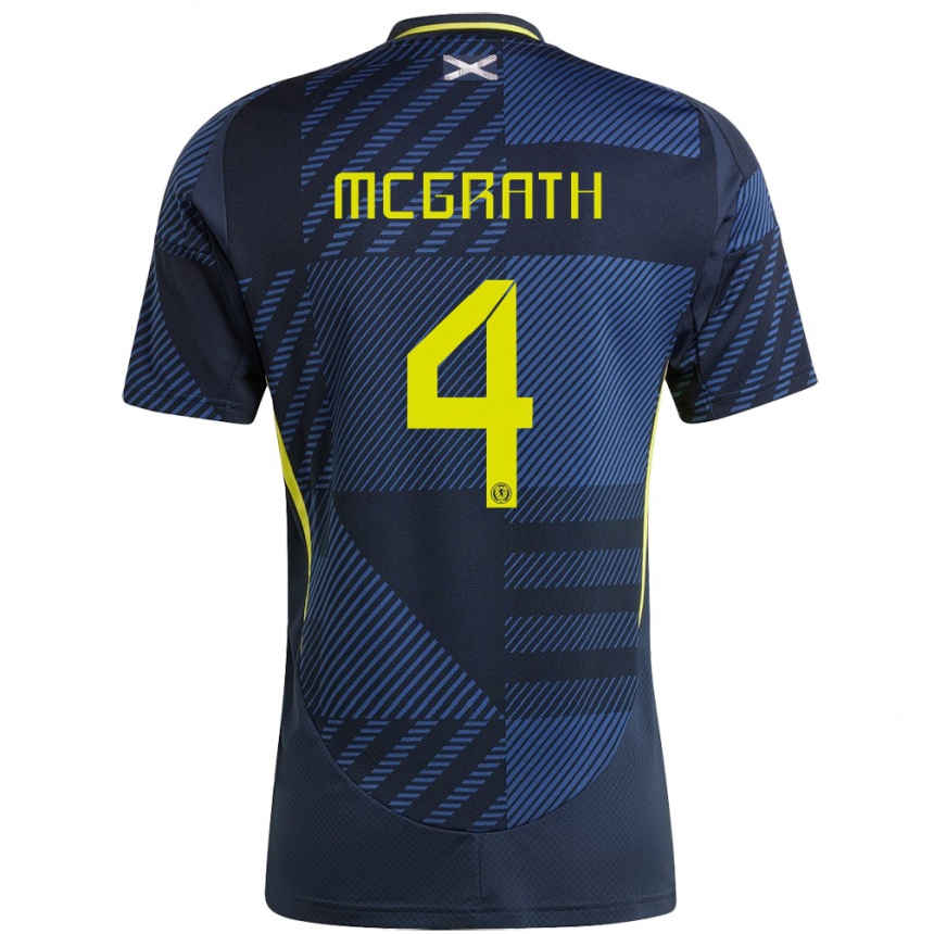 Men Football Scotland Joseph Mcgrath #4 Dark Blue Home Jersey 24-26 T-Shirt