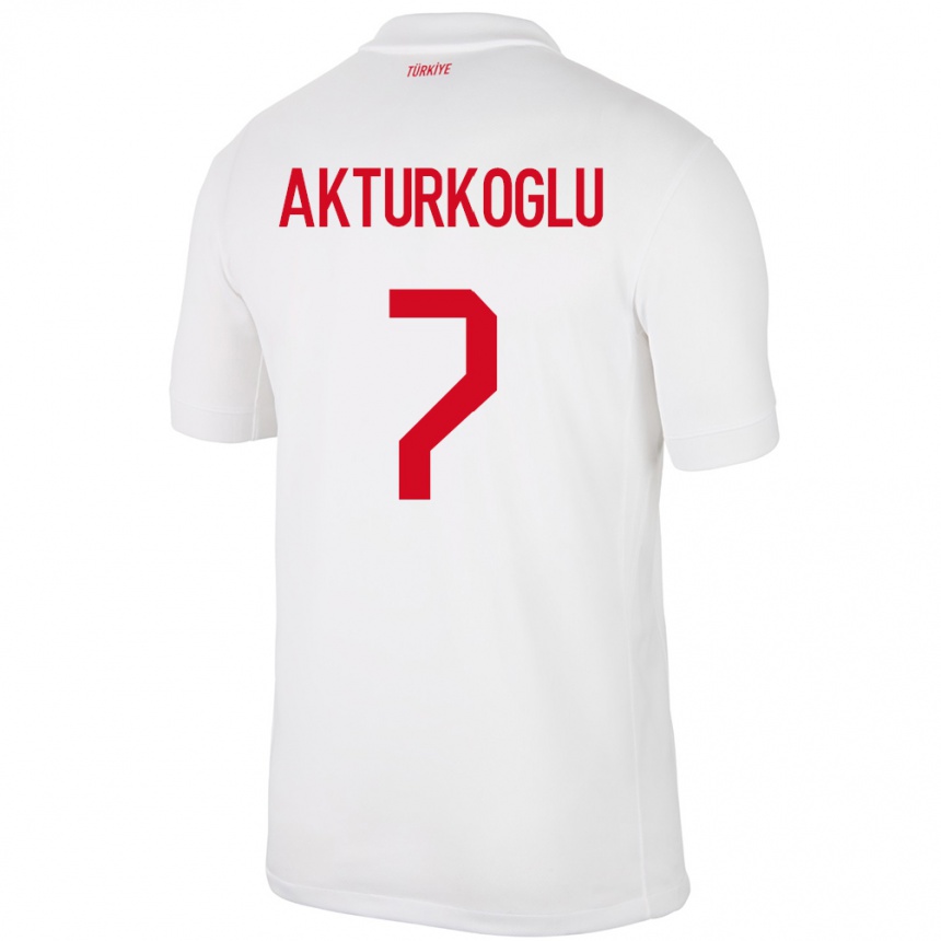 Men Football Turkey Kerem Aktürkoğlu #7 White Home Jersey 24-26 T-Shirt
