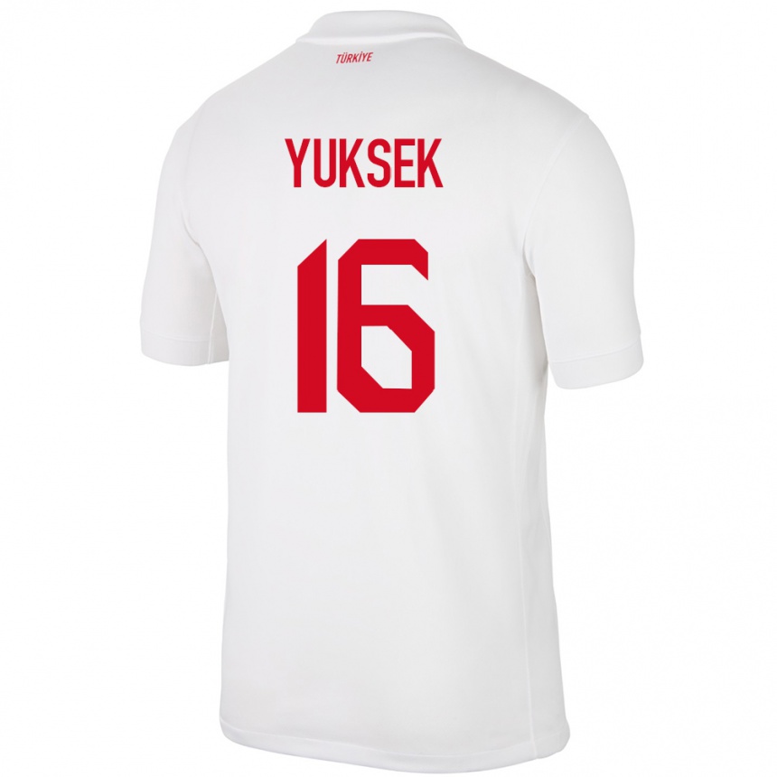 Men Football Turkey İsmail Yüksek #16 White Home Jersey 24-26 T-Shirt