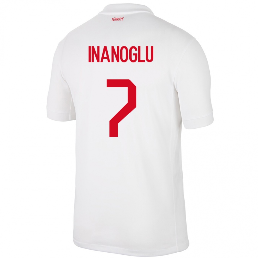 Men Football Turkey Kaan İnanoğlu #7 White Home Jersey 24-26 T-Shirt