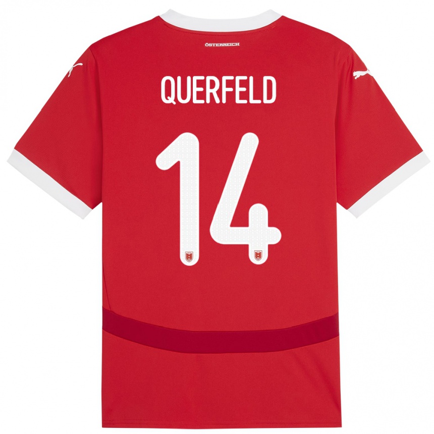 Men Football Austria Leopold Querfeld #14 Red Home Jersey 24-26 T-Shirt