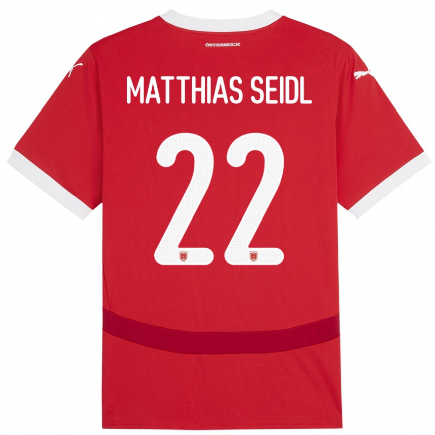 Men Football Austria Matthias Seidl #22 Red Home Jersey 24-26 T-Shirt