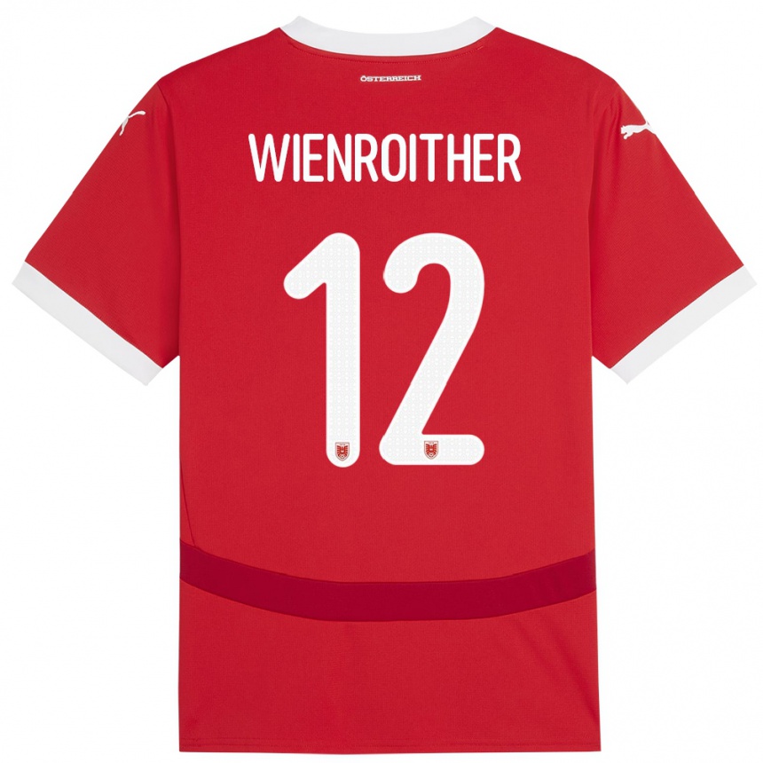 Men Football Austria Laura Wienroither #12 Red Home Jersey 24-26 T-Shirt