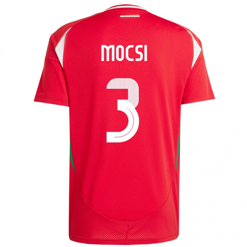 Men Football Hungary Attila Mocsi #3 Red Home Jersey 24-26 T-Shirt