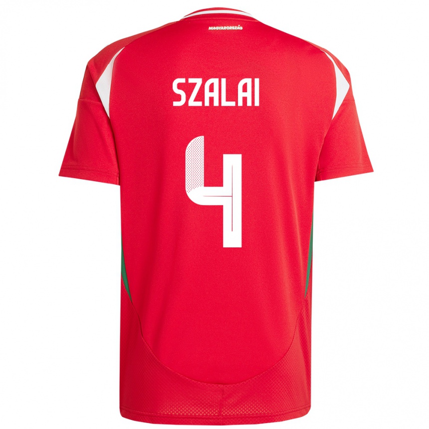Men Football Hungary Attila Szalai #4 Red Home Jersey 24-26 T-Shirt