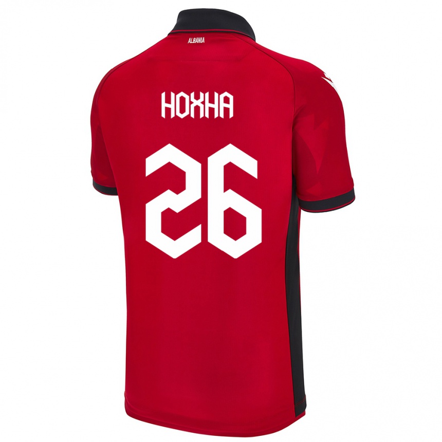 Men Football Albania Arbër Hoxha #26 Red Home Jersey 24-26 T-Shirt