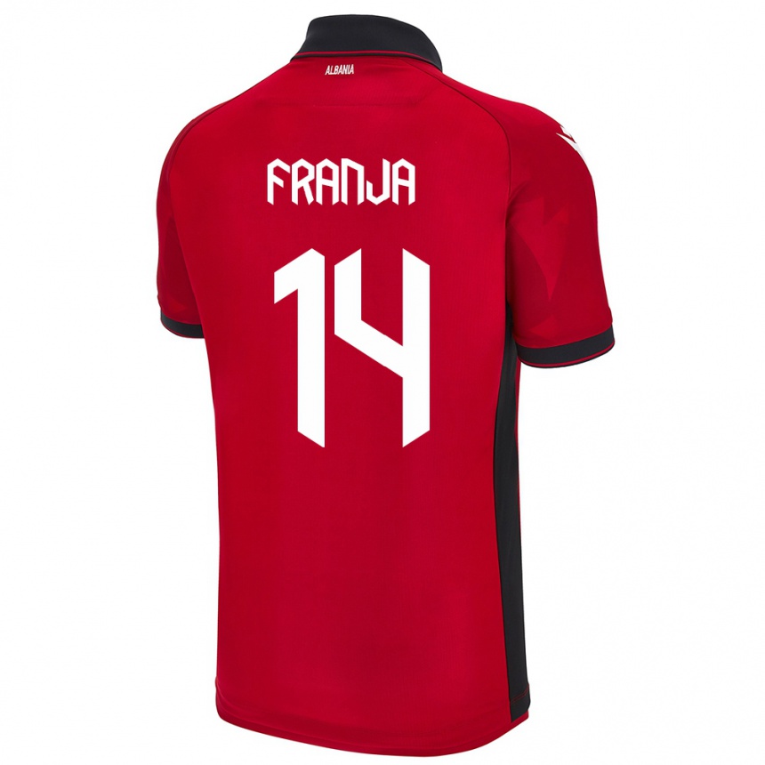 Men Football Albania Ezmiralda Franja #14 Red Home Jersey 24-26 T-Shirt