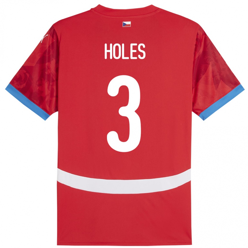 Men Football Czech Republic Tomas Holes #3 Red Home Jersey 24-26 T-Shirt