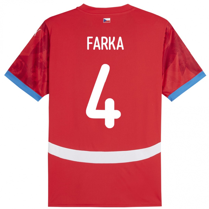 Men Football Czech Republic Dominik Farka #4 Red Home Jersey 24-26 T-Shirt