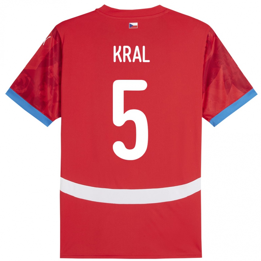 Men Football Czech Republic Tomas Kral #5 Red Home Jersey 24-26 T-Shirt