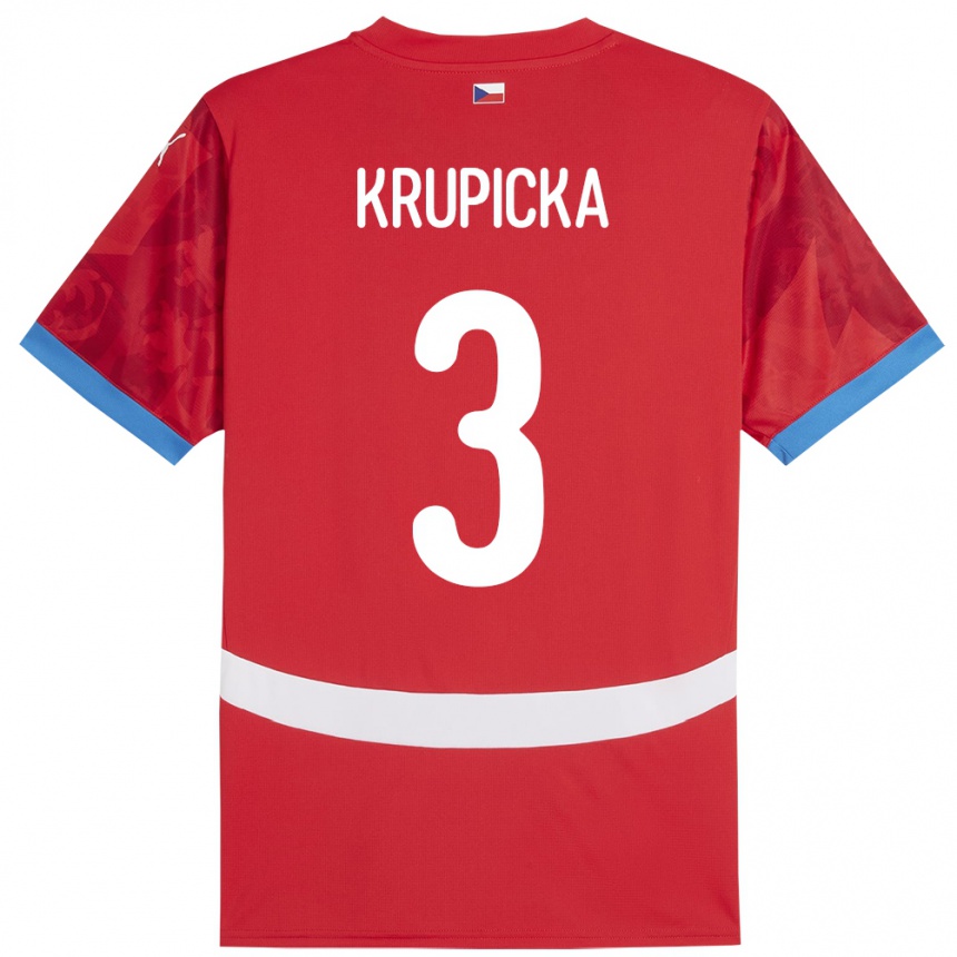 Men Football Czech Republic David Krupicka #3 Red Home Jersey 24-26 T-Shirt