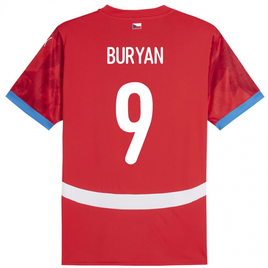 Men Football Czech Republic Jan Buryan #9 Red Home Jersey 24-26 T-Shirt