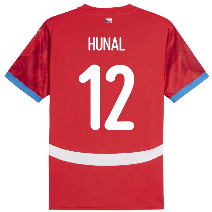 Men Football Czech Republic Eric Hunal #12 Red Home Jersey 24-26 T-Shirt