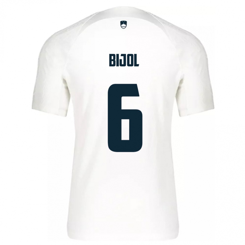 Men Football Slovenia Jaka Bijol #6 White Home Jersey 24-26 T-Shirt